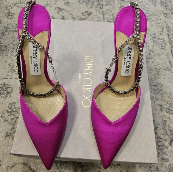 NEW JIMMY CHOO Women's Pink Saeda 100 Heels in size 40 - Picture 6 of 8